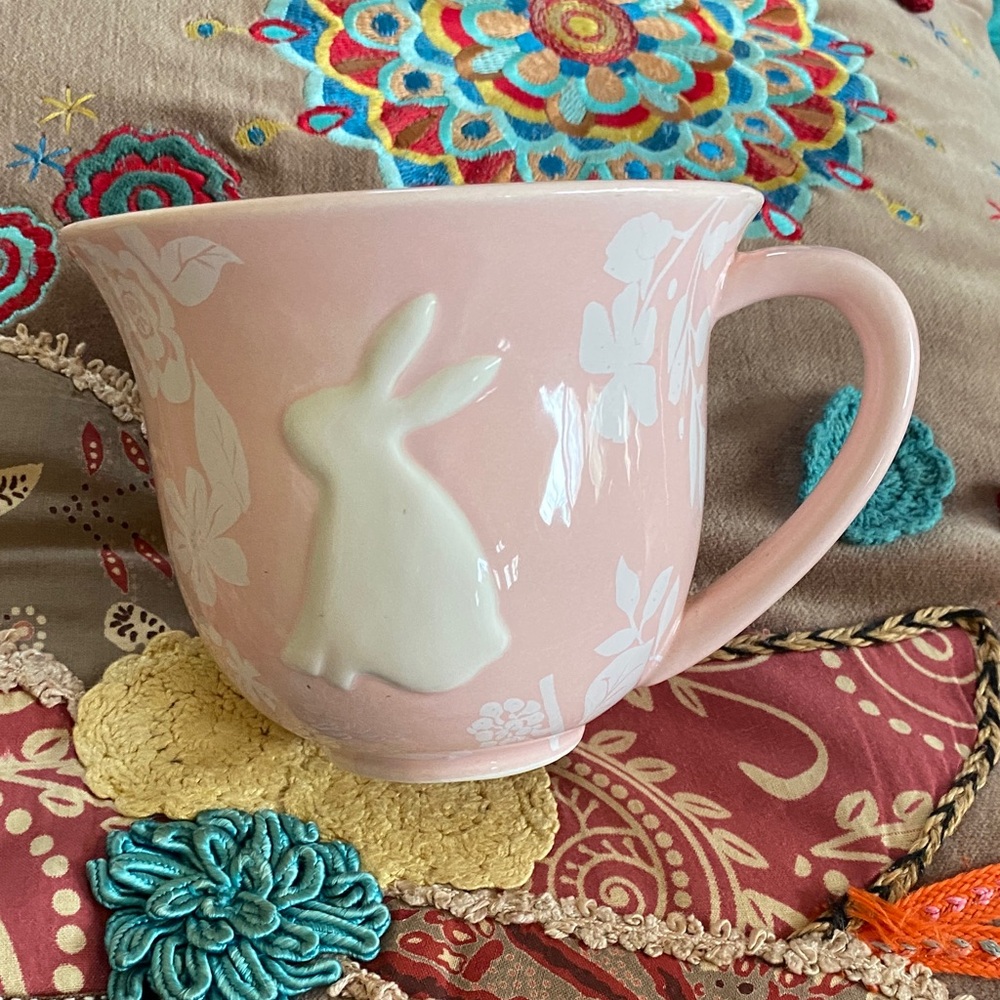 Large Pink Ceramic Bunny Mug Dishwasher Microwave Safe
